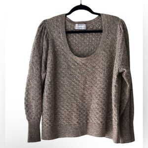 Old Navy Women' Taupe Scoop Neck Pointelle Knit Pullover Long Sleeve Sweater XXL